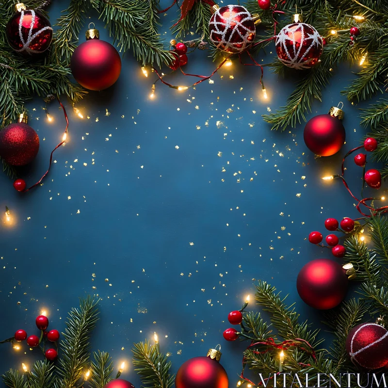 Holiday Ornaments and Lights Arrangement AI Image