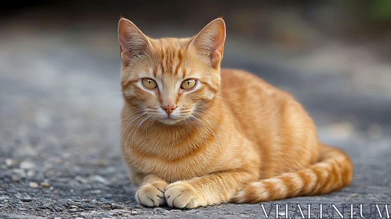 Serene Ginger Cat with Golden Eyes AI Image