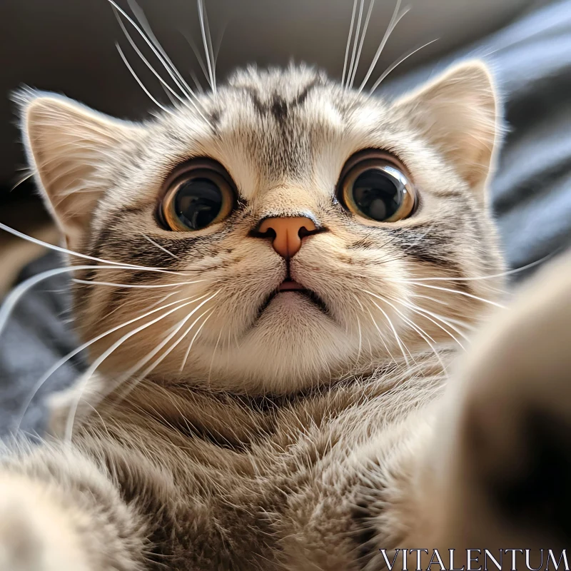 Curious Kitten Close-Up Portrait AI Image