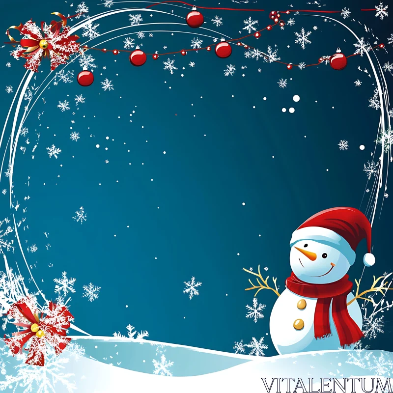 AI ART Christmas Snowman and Festive Snowflakes