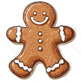 Festive Gingerbread Man Cookie with White Icing