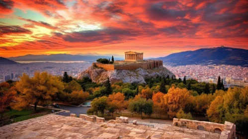 Athens Sunrise in Fall: Mythology-Inspired Landscape in 32k UHD