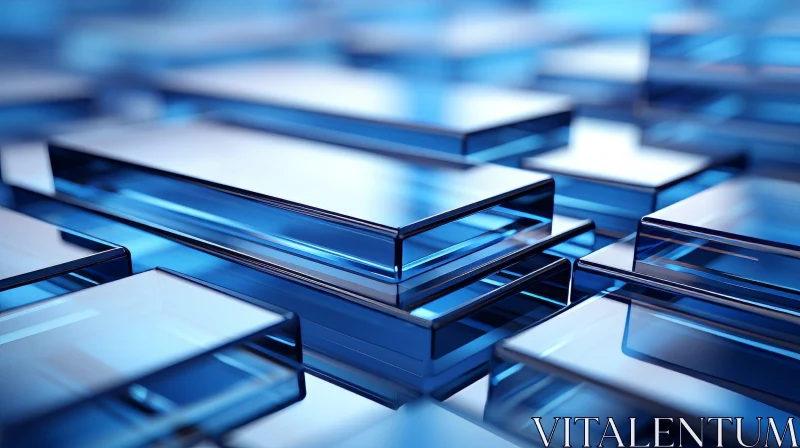 Blue Glass Surface 3D Rendering AI Image