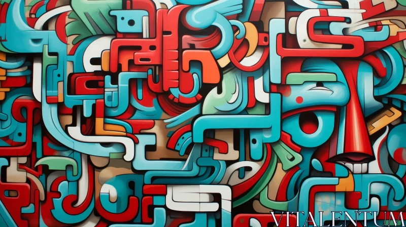 Colorful Abstract Graffiti Wall Art AI Image