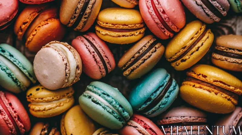 Colorful Macarons: A Dreamy Close-Up Image AI Image