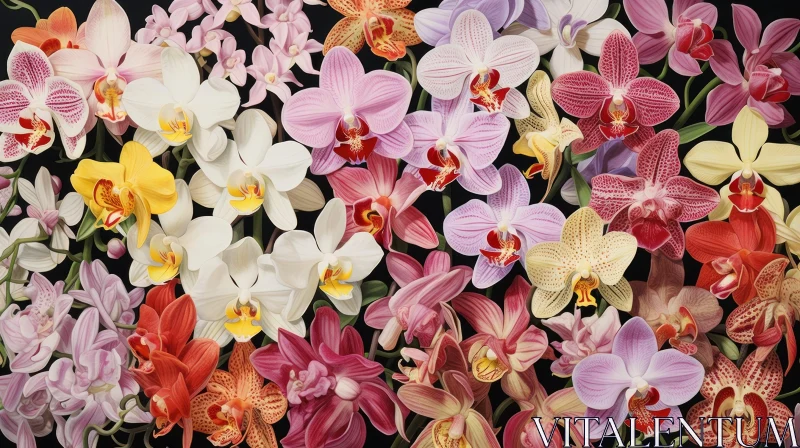 Colourful Orchid Arrangement - A Display of Delicate Details and Pastel Harmony AI Image