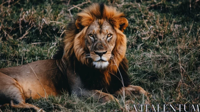 Powerful Male Lion Close-Up | Intense Expression | Brown Fur | Dark Brown Mane AI Image