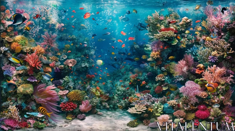 Underwater Scene with Vibrant Ocean Creatures | Highly Detailed and Colorful Artwork AI Image