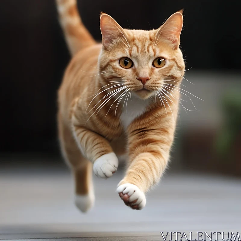 Focused Ginger Cat in Motion AI Image