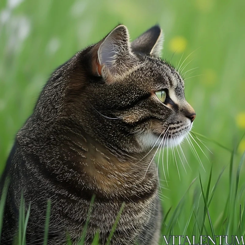 Tabby Cat Among Nature AI Image