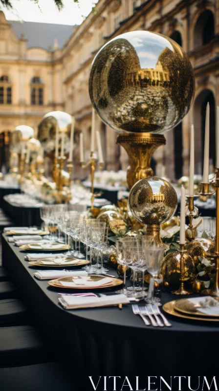 AI ART Extravagant Wedding Table in Paris with a Sci-fi Baroque Twist