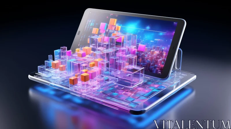 AI ART Futuristic City Tablet Illustration