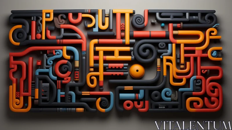 Intriguing Interconnected Pipes Artwork AI Image
