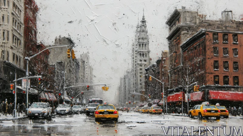 Winter Street Scene in New York City AI Image