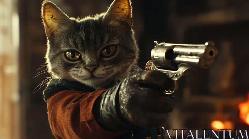 Feline Gunslinger AI Image