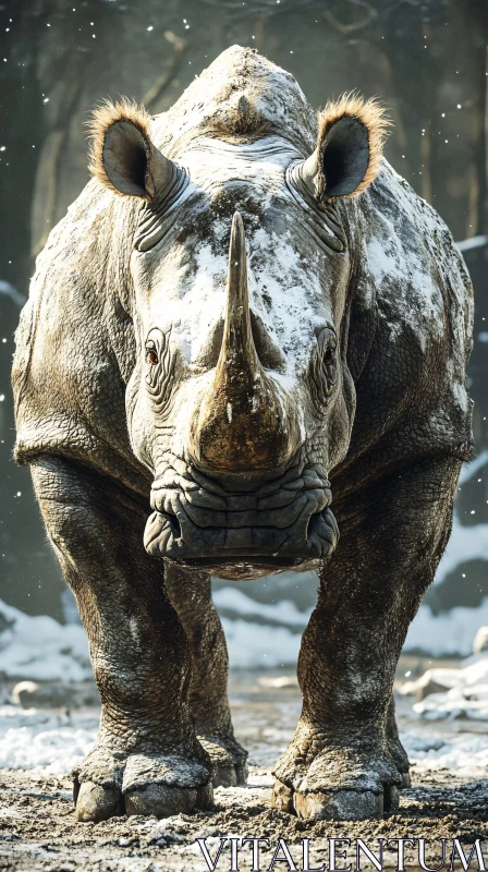 AI ART Snow-Covered Rhinoceros