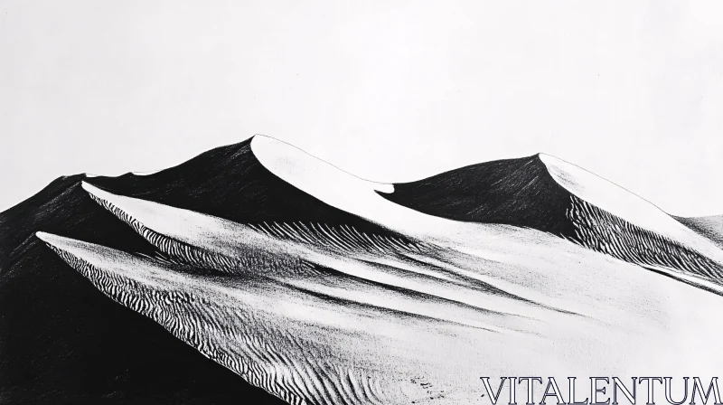 AI ART Black and White Desert Sand Dunes