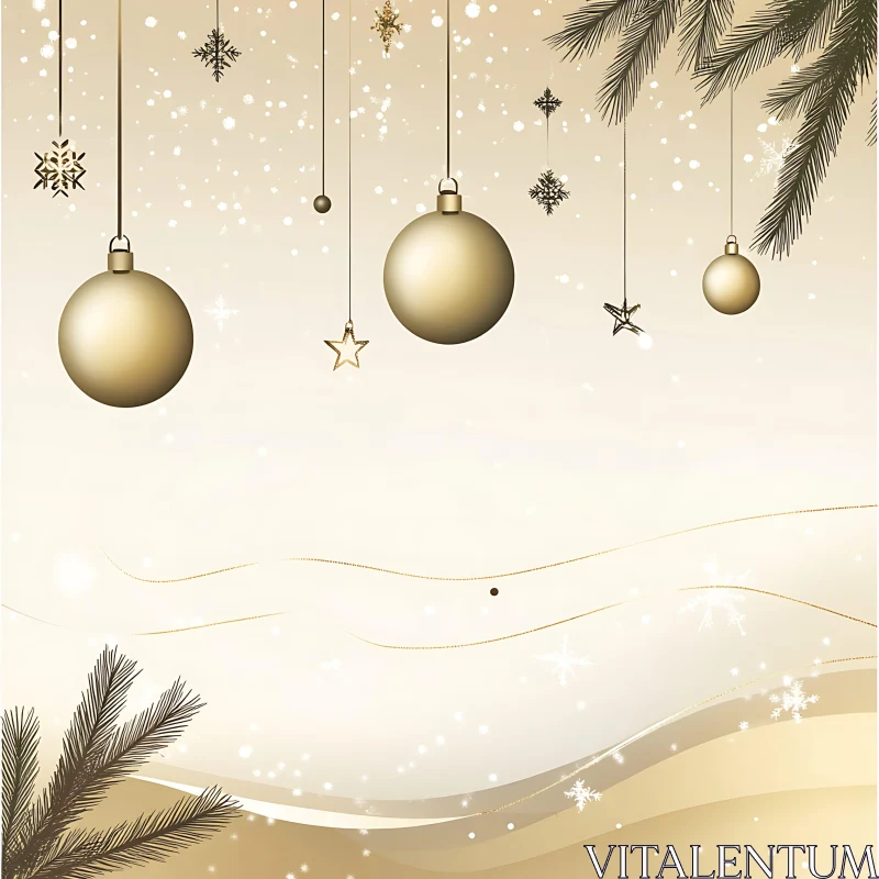 Festive Christmas Decorations in Gold AI Image