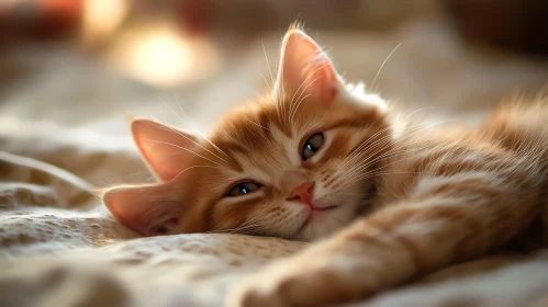 Cozy Orange Kitten on a Blanket