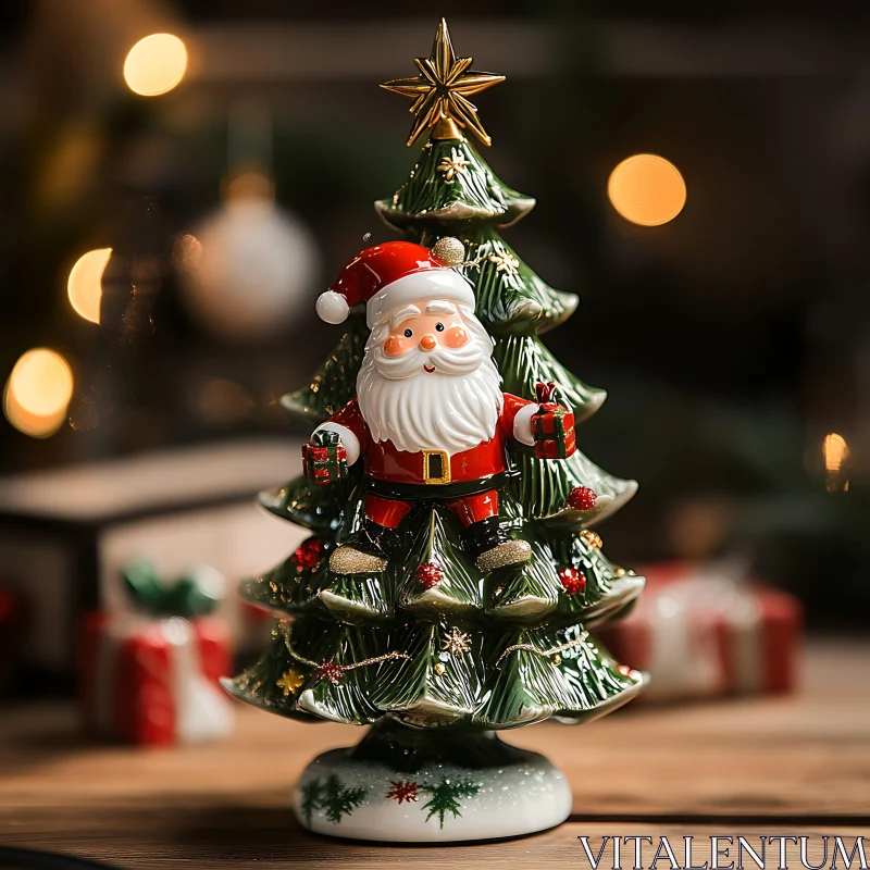 Christmas Decor: Santa Claus on Tree AI Image