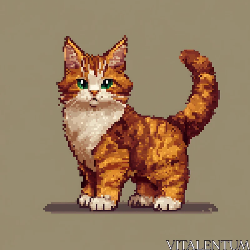 Pixelated Orange Tabby Cat AI Image