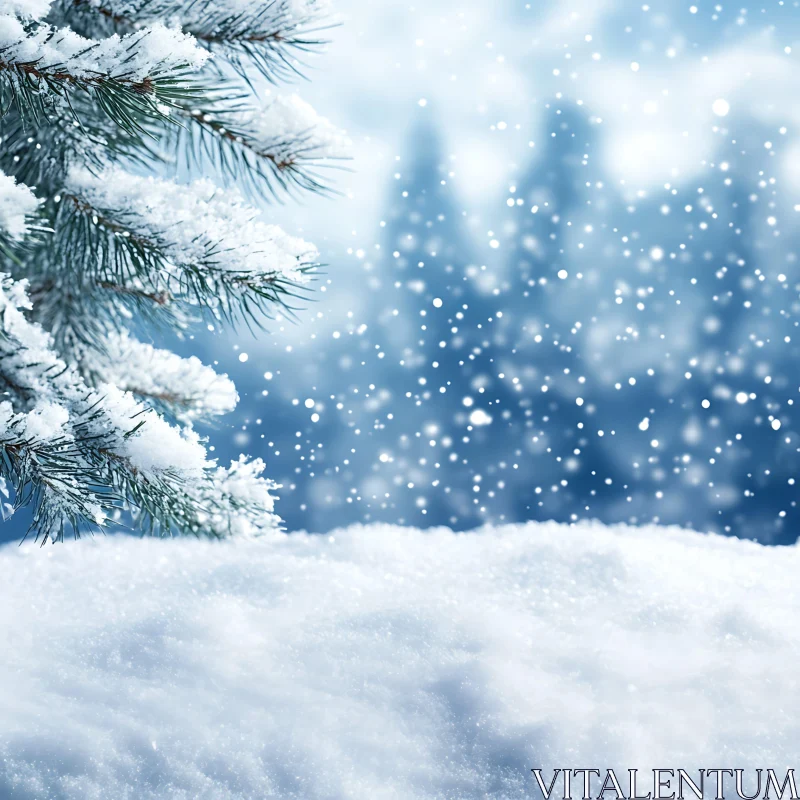 Winter Wonderland: Snow-Covered Pine AI Image