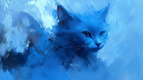 Surreal Blue Cat Artwork