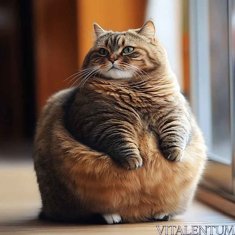 Cute Chubby Brown Tabby Cat AI Image