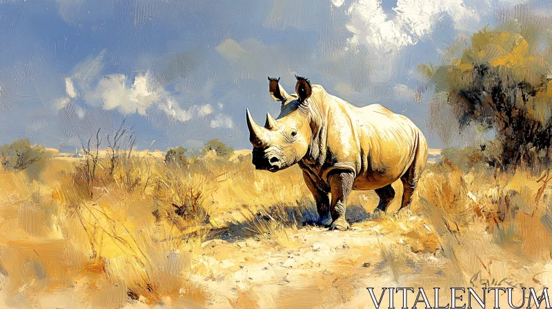 Savannah Rhinoceros Painting AI Image