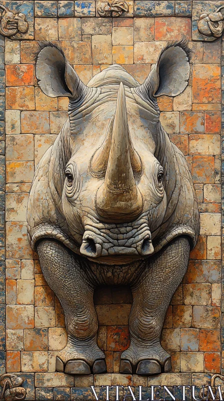 Intricate Rhino Artwork AI Image