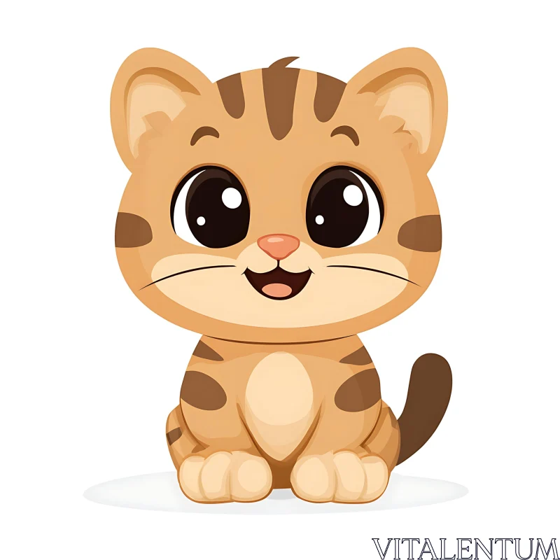 AI ART Cute Cartoon Cat with Large Eyes