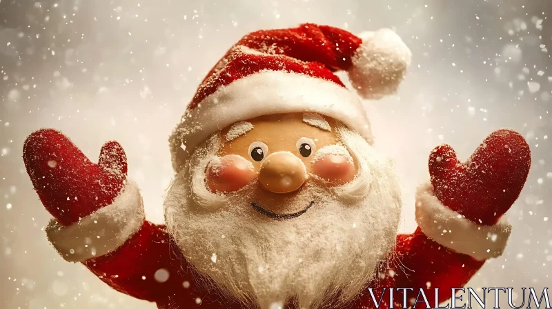 Festive Santa Claus in Snowy Weather AI Image