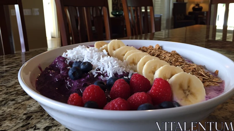 Delicious Acai Berries Smoothie with Fruits and Granola AI Image
