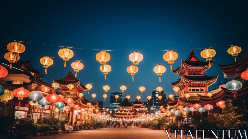 Enchanting Chinatown Night Street Scene AI Image