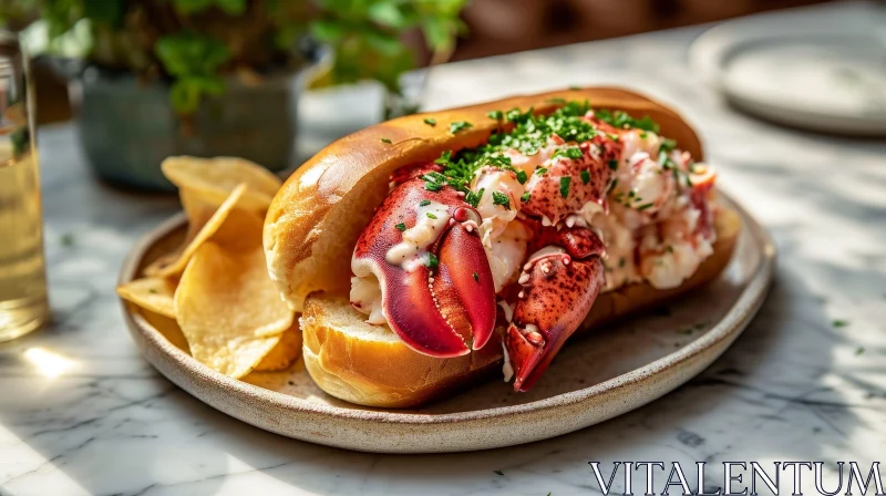 Exquisite Lobster Roll on a Plate | Culinary Delight AI Image