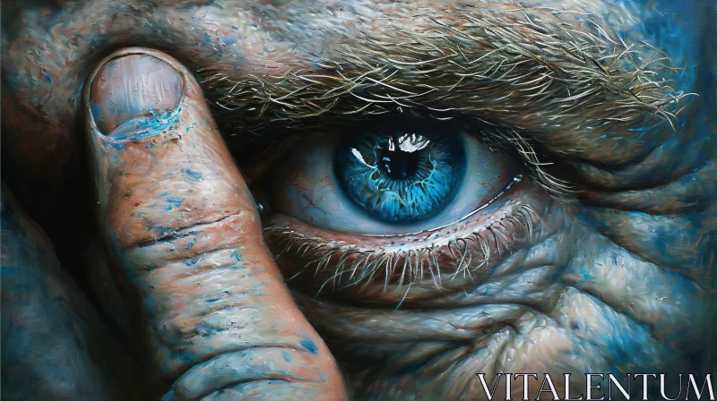 Realistic Painting of an Elderly Man's Eye AI Image