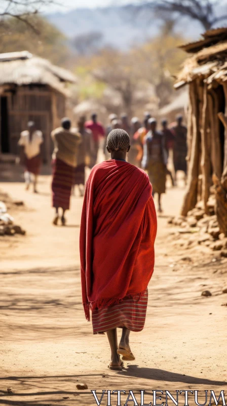 Woman Walking in a Village | Anthropological Art | Sigma Mbole AI Image