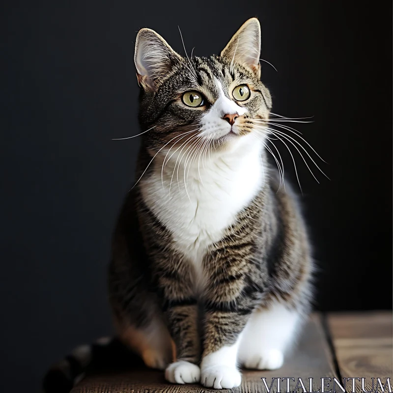 Elegant Cat with Prominent Whiskers AI Image