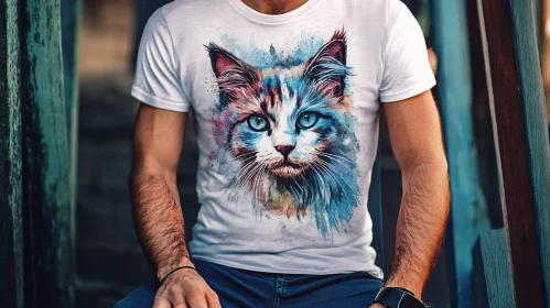 Colorful Cat Illustration T-Shirt