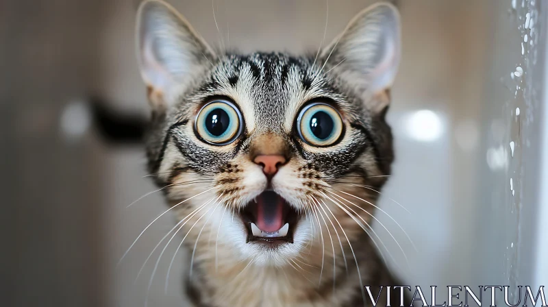 Close-Up of Surprised Cat AI Image