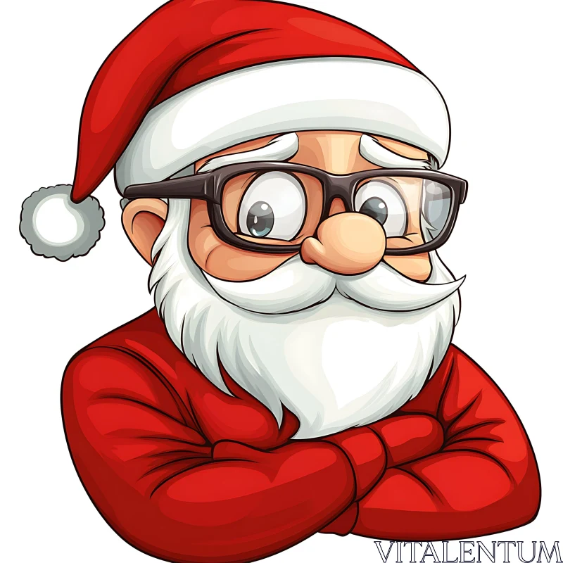 Jolly Cartoon Santa with Brown Glasses AI Image