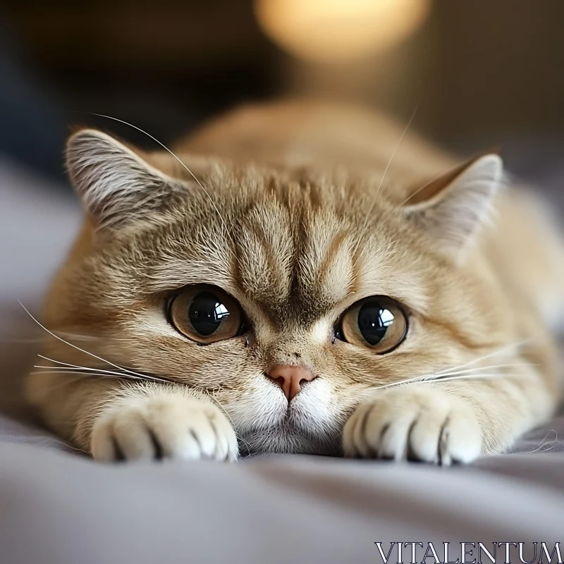 Cute Cat Resting its Chin on Paws AI Image