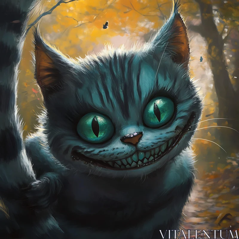 Mischievous Fantasy Forest Cat AI Image