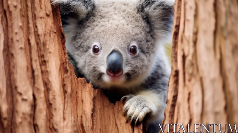 Curious Koala Portrait in Nature AI Image