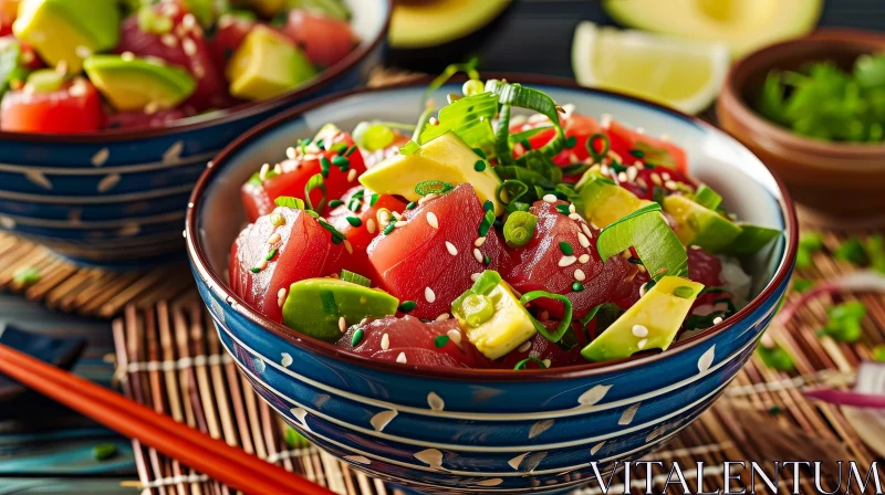 Delicious and Healthy Poke Bowl with Tuna and Avocado AI Image