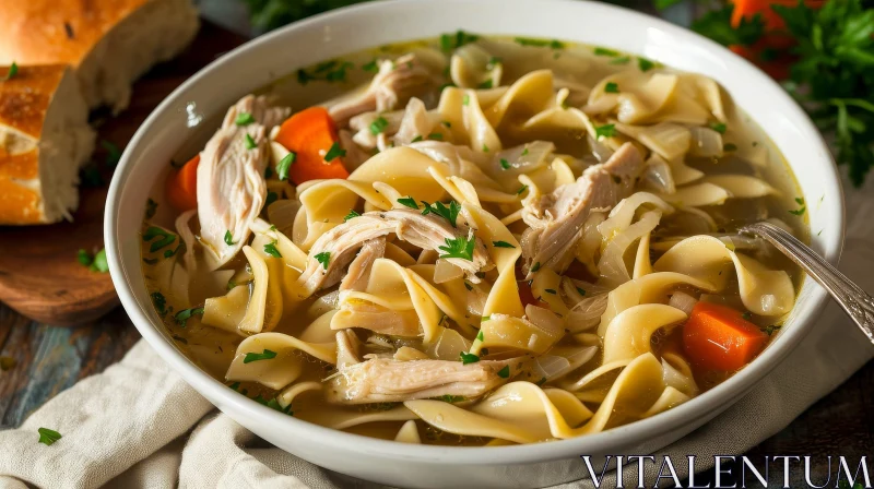 Delicious Chicken Noodle Soup with Fresh Parsley AI Image