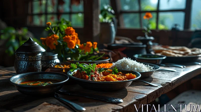 Delicious Indian Food Still Life - A Feast for the Senses AI Image
