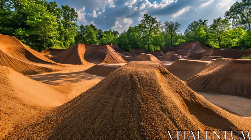 Dirt Bike Park with Impressive Mounds and Jumps AI Image