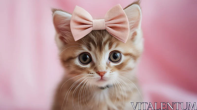 Charming Kitten with Bow AI Image