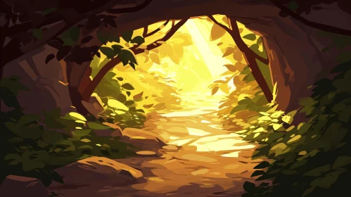 Enchanting Forest Path: Digital Painting